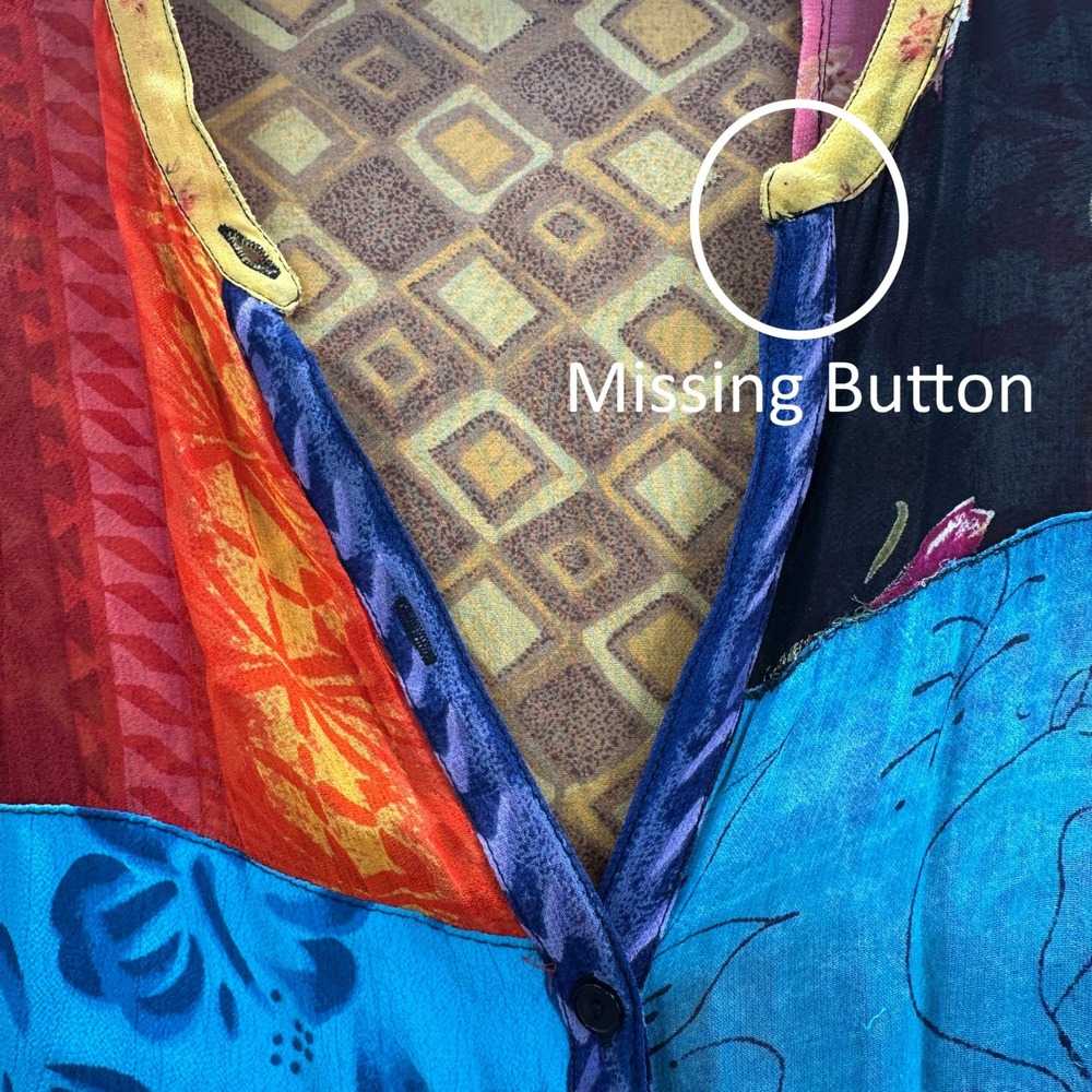 Sacred Threads Large Patchwork Button Chiffon Tun… - image 8